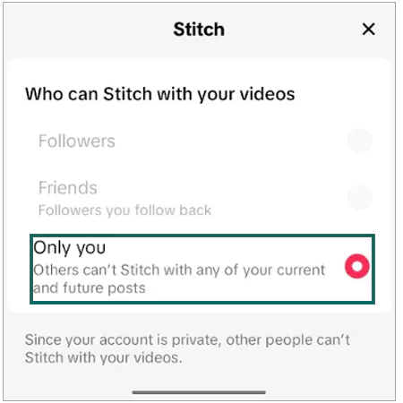 Manage Stitch on TikTok