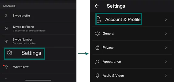 Settings & Tap Account & Profile