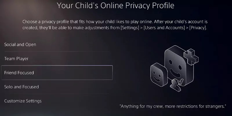Child’s Privacy Settings