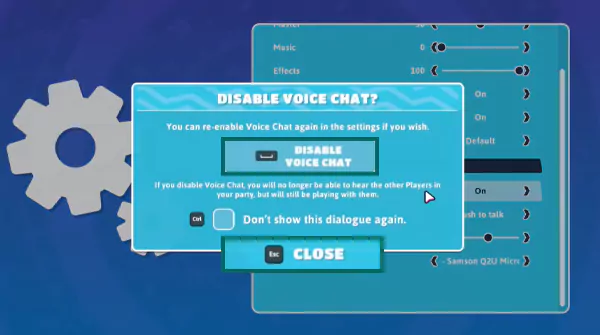 Click DISABLE VOICE CHAT