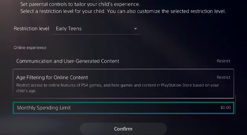 How to set spending limit store on ps4