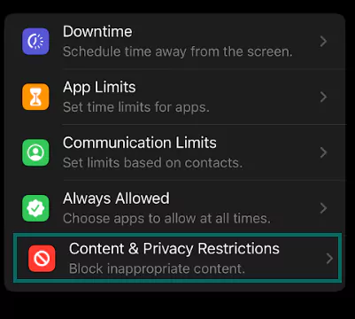 Content & Privacy Restrictions