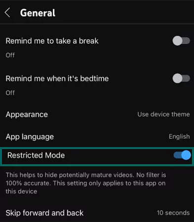 Enable Restricted Mode