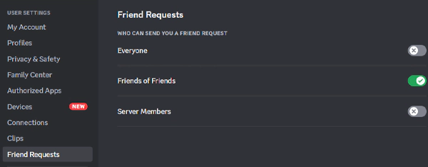 Manage friend requests