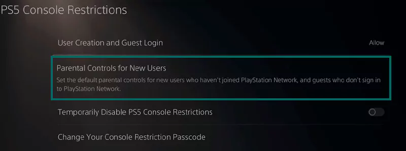 Open Parental Control for New Users