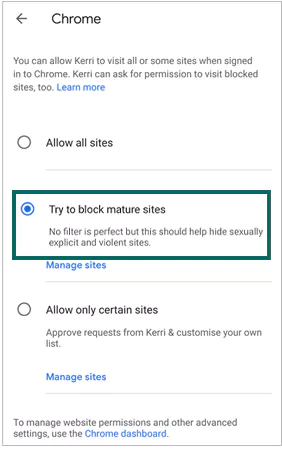 Try to block mature sites