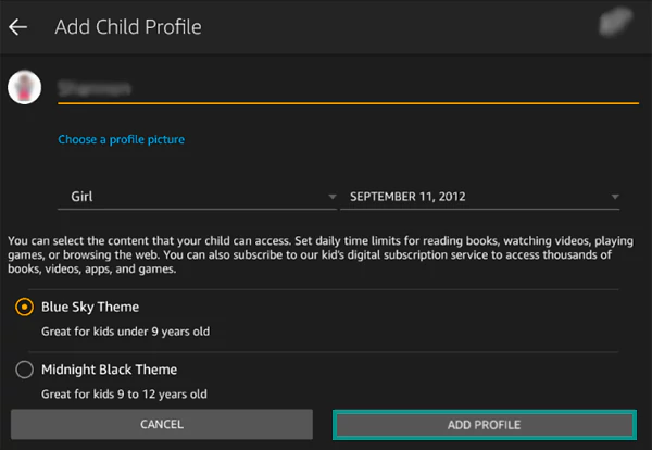 Add a Child Profile