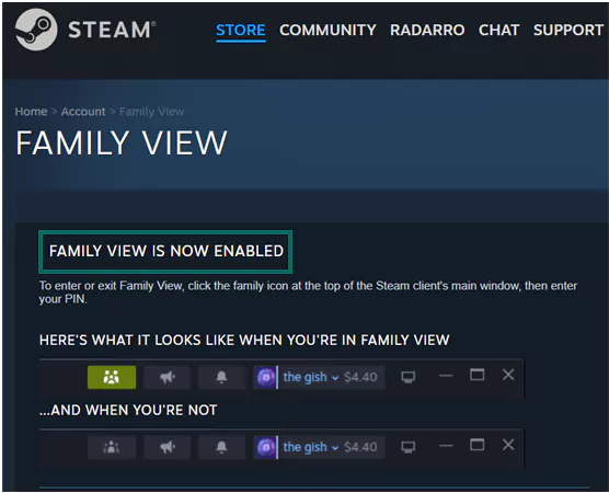 FAMILY VIEW IS NOW ENABLED