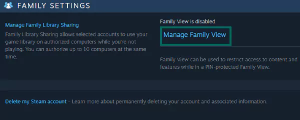 Manage family view
