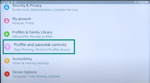 Tap Profile and parental controls