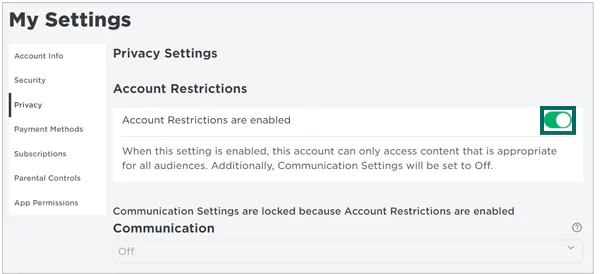 Set account restrictions