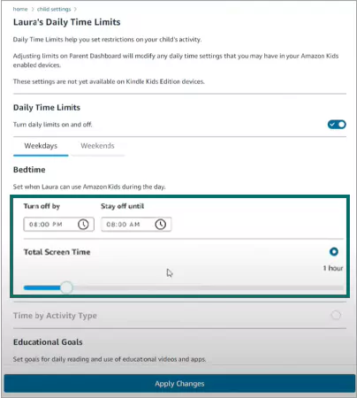 Set time limits