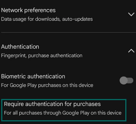 Tap Require authentication for purchase