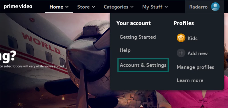 Click Account & Settings