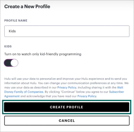 Create a child’s profile Hulu