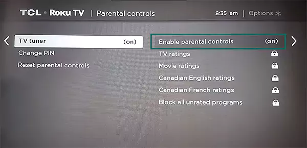 Enable Roku TV Parental controls