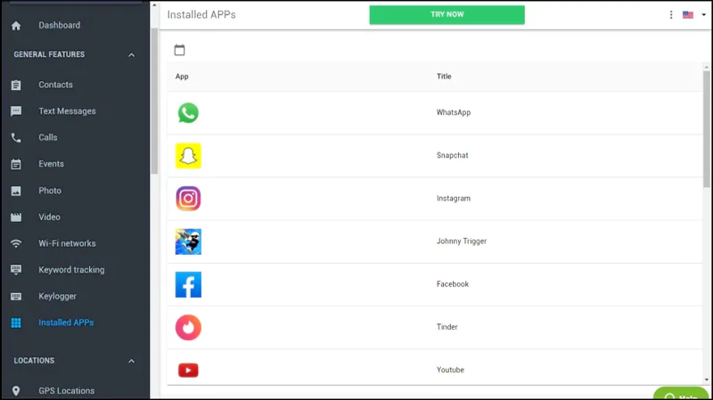 Installed APPs mSpy