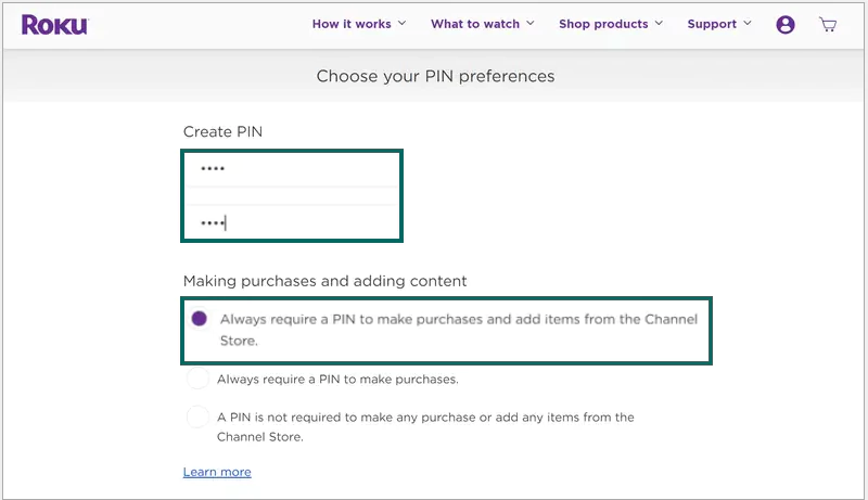 Set PIN for Roku