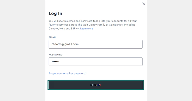 Click log in