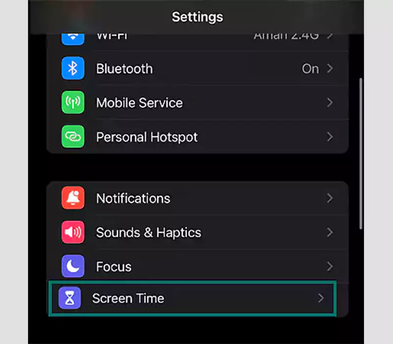 Tap on Screen Time