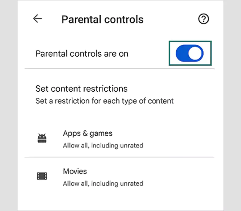 Turn off the toggle to Parental Controls are on