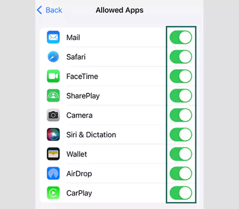 Turn on the toggle for all apps