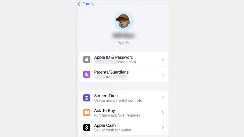 child’s Apple ID