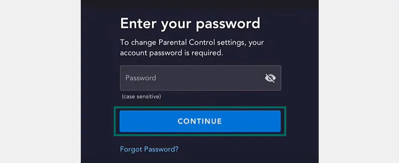 password continue