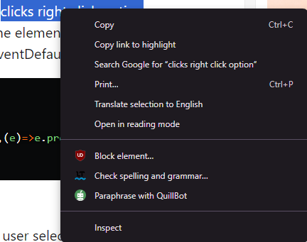 Right-click Context Menu on the Webpage