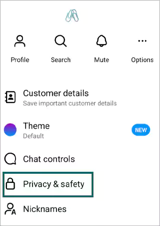 Tap on Privacy amd Safety