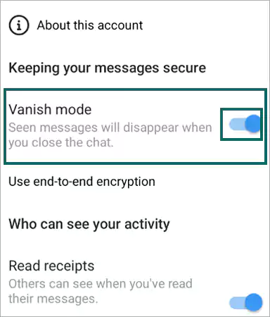 Turn off the toggle of Vanish mode