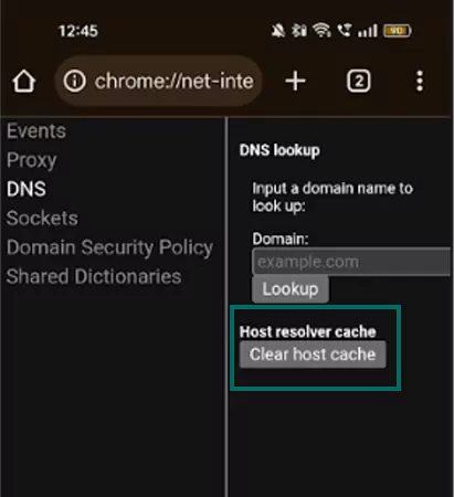 click on clear host cache