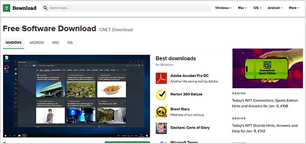 CNET Download Interface