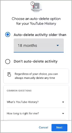 Click Do not auto delete on YouTube