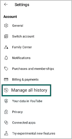 Click on Manage All History