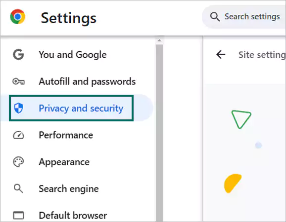 Click on Privacy and security