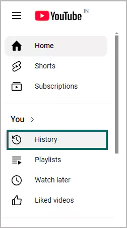 Click on the History option