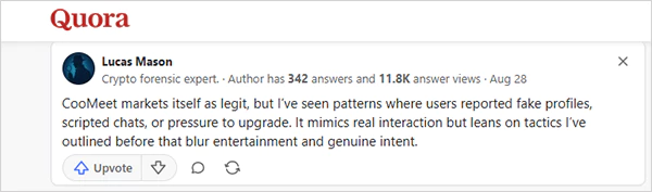 Quora users reported fake profiles on Commeet