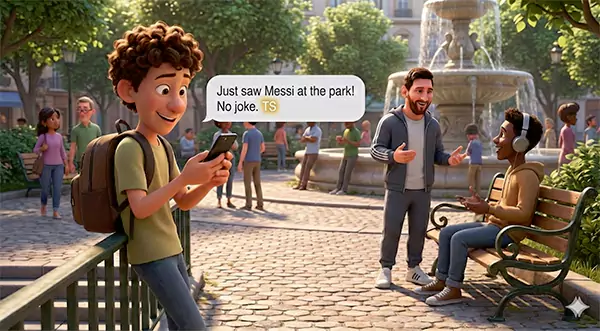 The illustration is showcasing the real world use cases of true story abbreviation in the text message