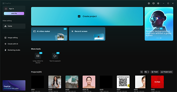 click new project