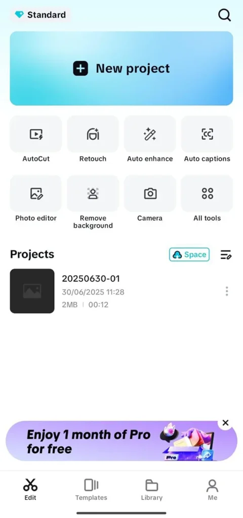 select new project