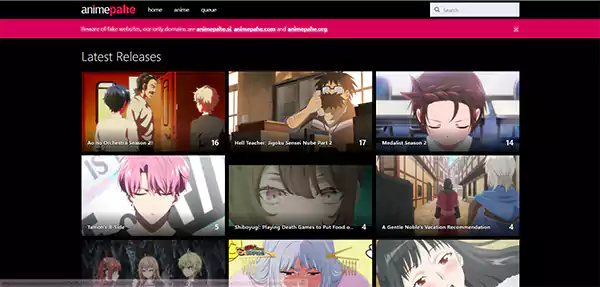 AnimePahe homepage