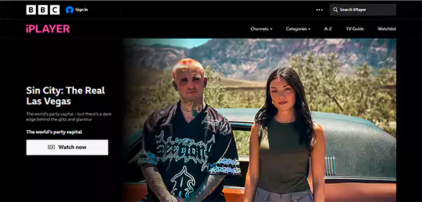 BBC iPlayer homepage