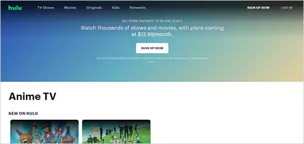 Hulu homepage