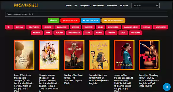 Movies4U homepage