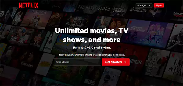 Netflix homepage