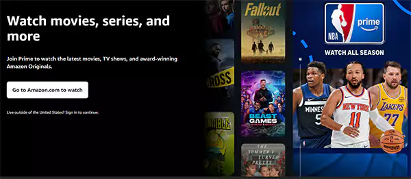 Amazon Prime Video Homepage