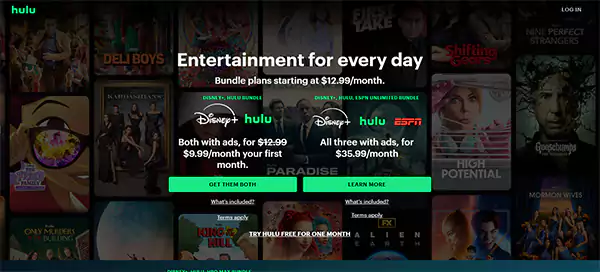 Hulu Homepage