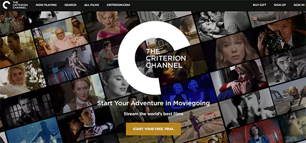 The Criterion Channel Homepage