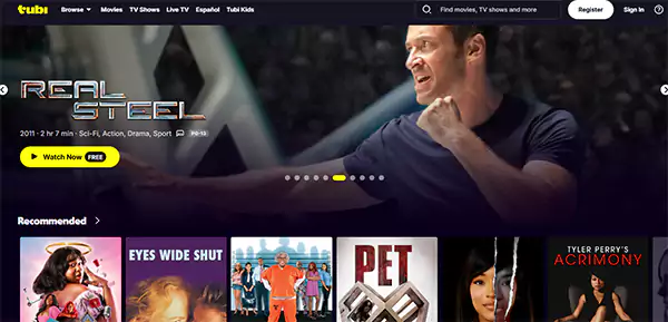 Tubi Homepage